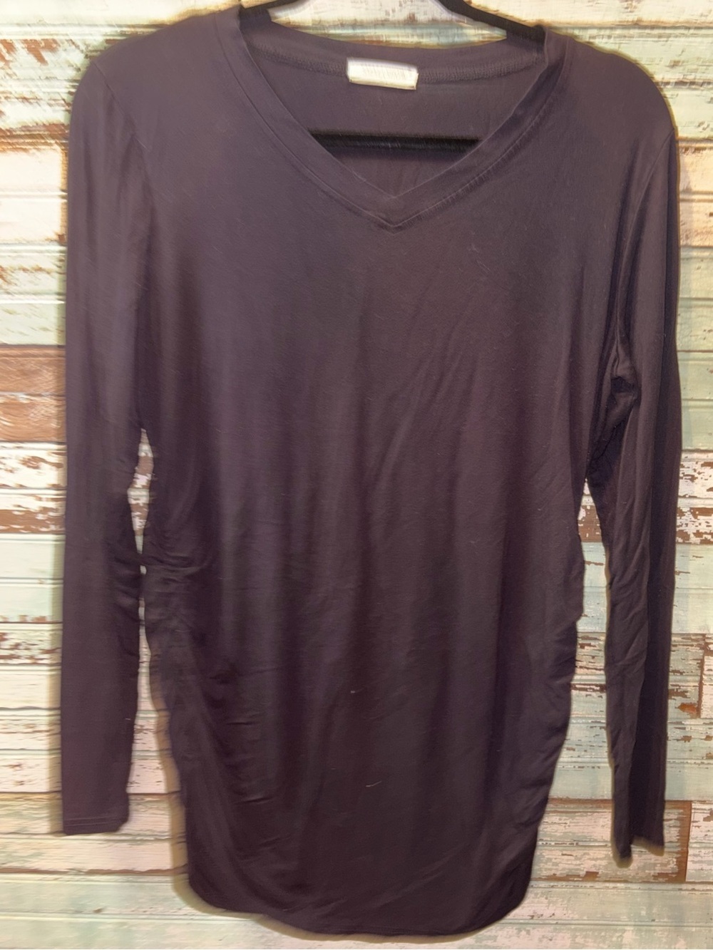 SmallShow Maternity Women's Long Sleeve V-Neck Top - Black